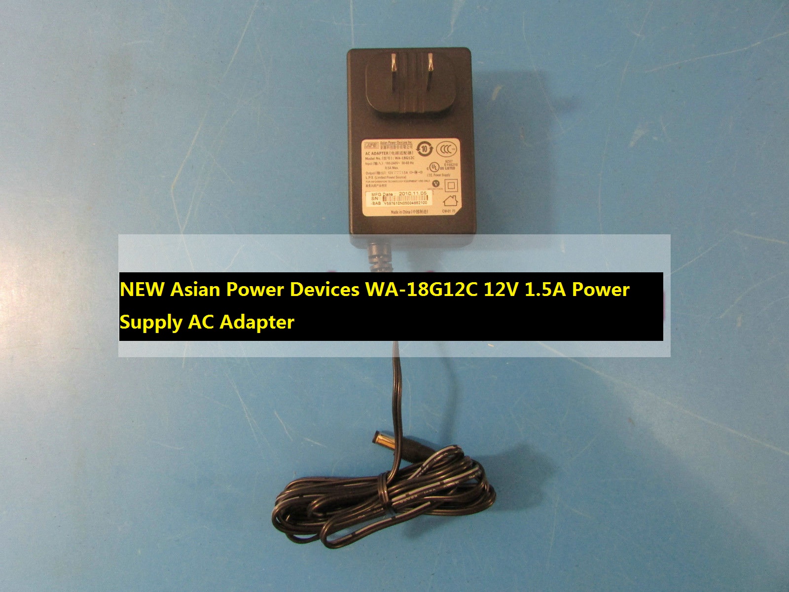 100% New & Reliable Quality Asian Power Devices WA-18G12C 12V 1.5A AC DC Power Supply Ad